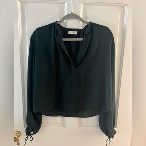 Aritzia Babaton green blouse with ties size xs